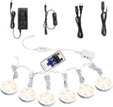 Linkable Under Cabinet LED Lighting 12V Dimmable Puck Lights with Wireless RF Remote Control, Hardwired & Wall Plug in