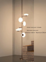 European Creative Minimalist White Glass LED Floor Lamp,Vertical Multi-head Metal Frame Bedside Living Dining Home Decoration