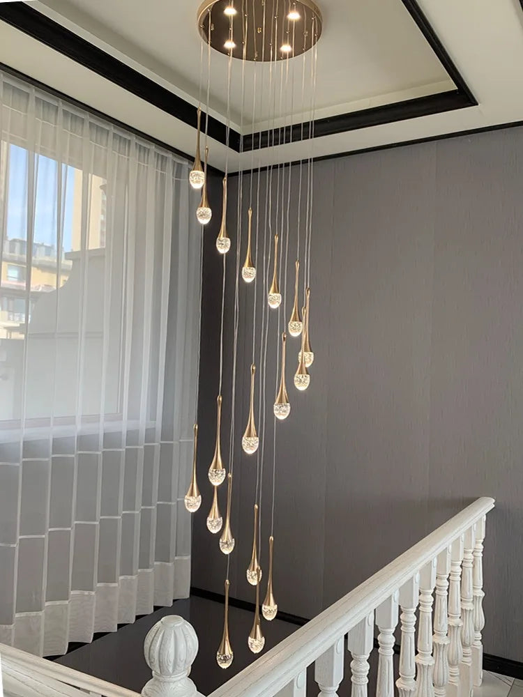Modern Chandelier For Duplex Building Rotating Staircase Living Room Villa Lobby Home Crystal Bubble Decoration Lustre Luminaire
