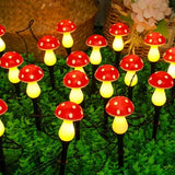 Solar outdoor lights, cute garden mushroom outdoor decorative pile string lights, solar waterproof outdoor lights