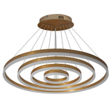 Golden LED 4-Ring Chandelier Lamp Bedroom Pendant Light 110V Adjustable Room Decor