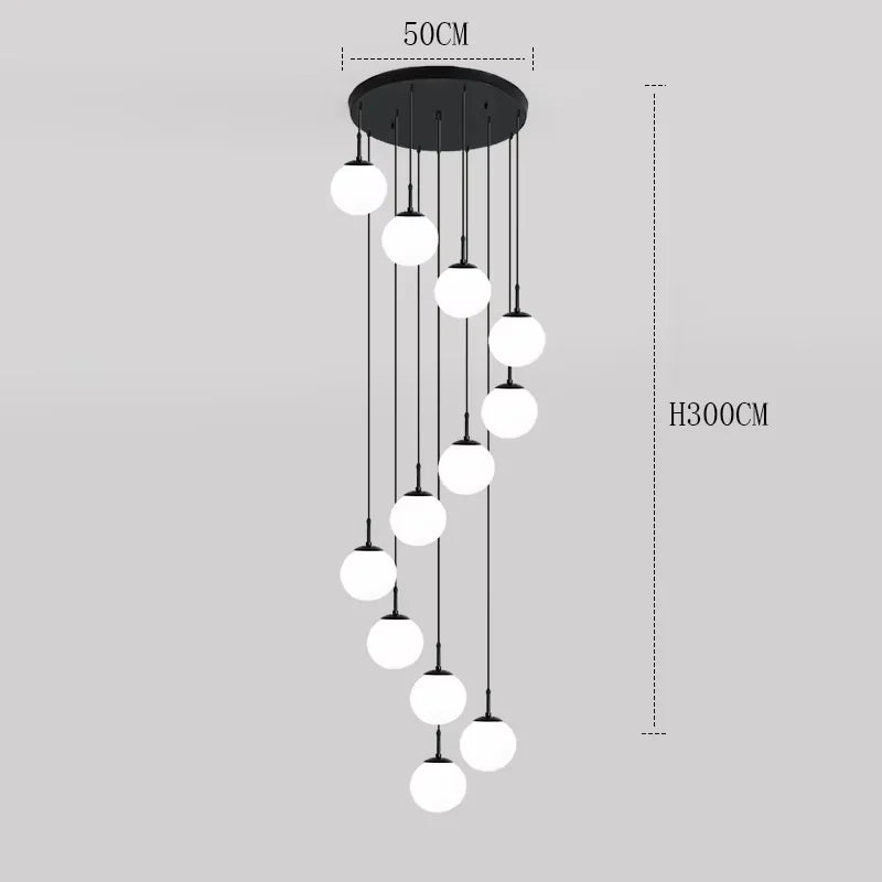 2026 Nordic White Ball Chandelier Lights Modern Led Long-Line Minimalist Lamp Living Room Villa Hotel Spiral Staircase Decor Lam