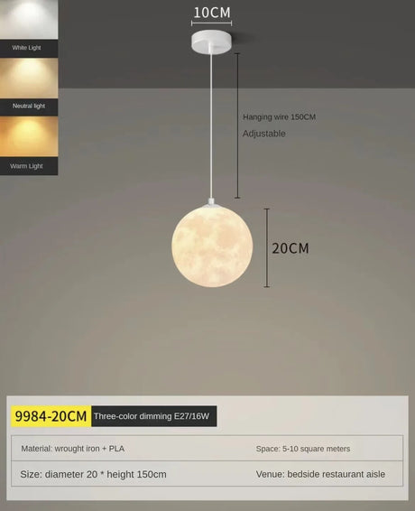 Modern LED Lunar Ceiling Chandelier Planet Shaped Moon Living Dining Room Pendent Lamp Home Decors Hanging Light Luster Fixtures