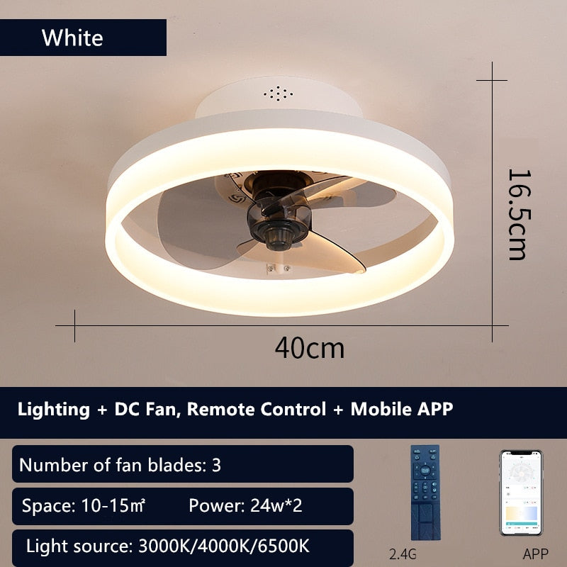 LED Ceiling Light Fans AC DC Fan Bedroom Lamp Lighting For Living Room Decorative Lamps Ventilated Silent With Remote Control