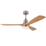 52 Inch Ceiling Fan With Light Remote Control Dimmable LED Light 3 Wood Fan Blades Reversible DC Motor Modern Ceiling Fan