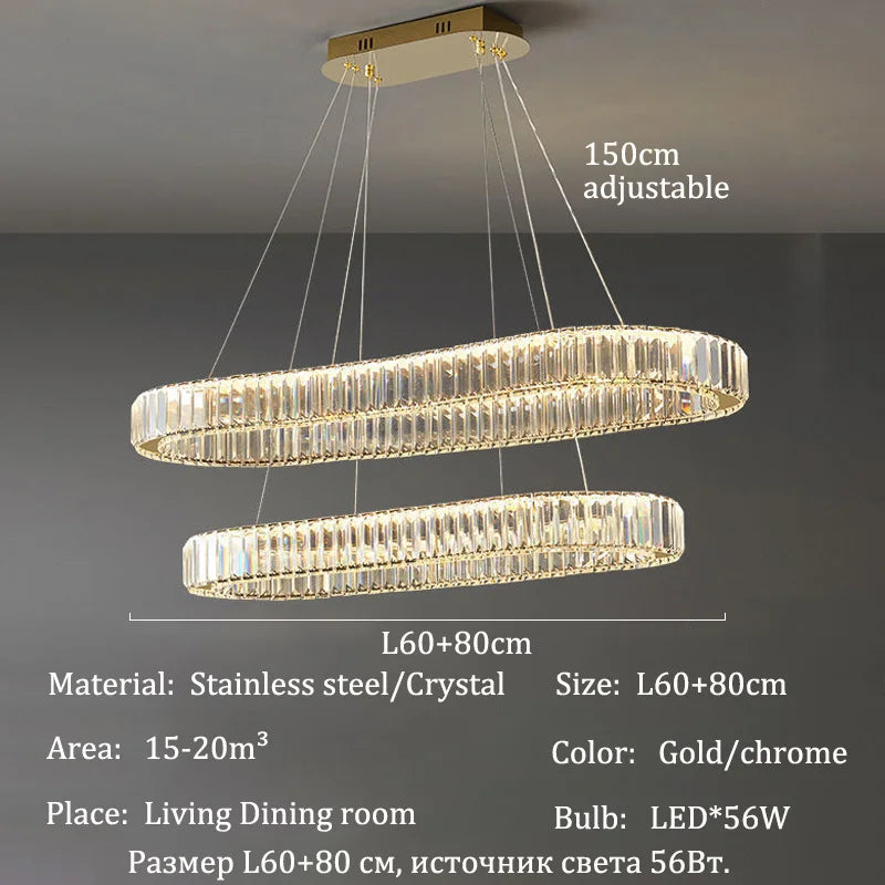 Modern Luxury Crystal Pendant Lights Home Dining Room Bar LED Lighting Lustre Decoration Indoor Ceiling Chandelier Lamp Fixtures
