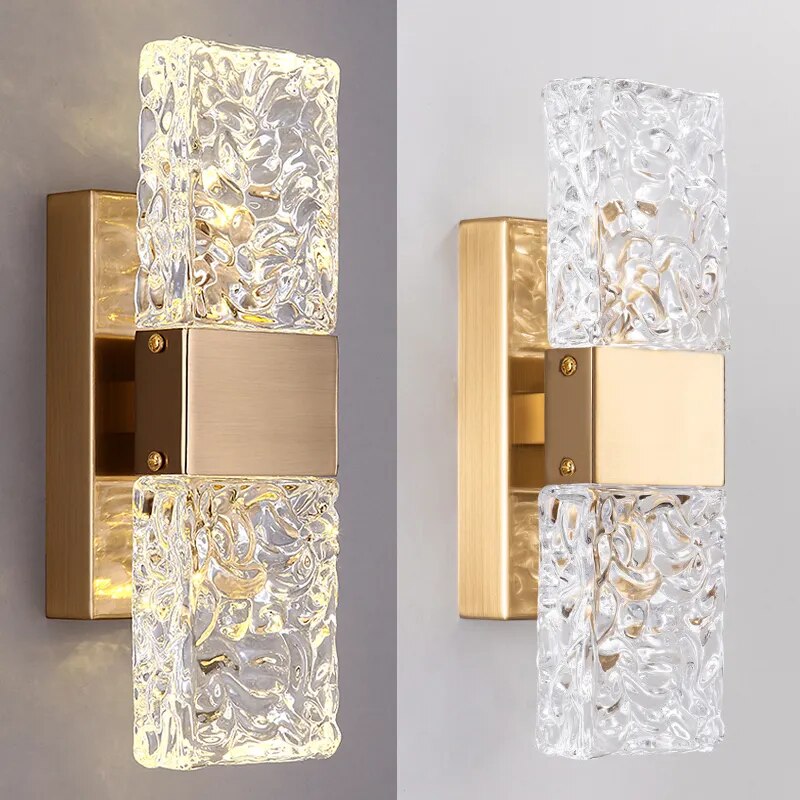 Corrugated Crystal Wall Lamps Modern LED Lighting Indoor Wall Sconces Living Room TV Background Bedroom Aisle Home Decor Lustre