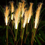 LED Solar Outdoor Reed Lamp (IP65 Waterproof) - Fiber Optic Landscape Stake Light Fixture for Garden, Lawn, Yard & Christmas Holiday Path Decor