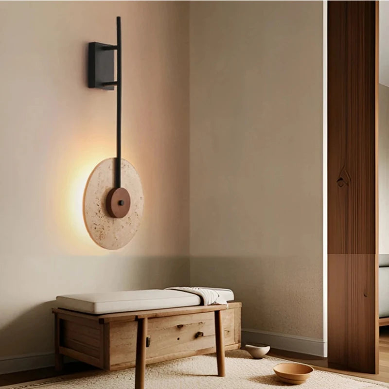 Natural Yellow Cave Stone Wall Lamps Retro LED Travertine Wall Lights Indoor Decor Lighting Bedroom Bedside Living Room Hallway