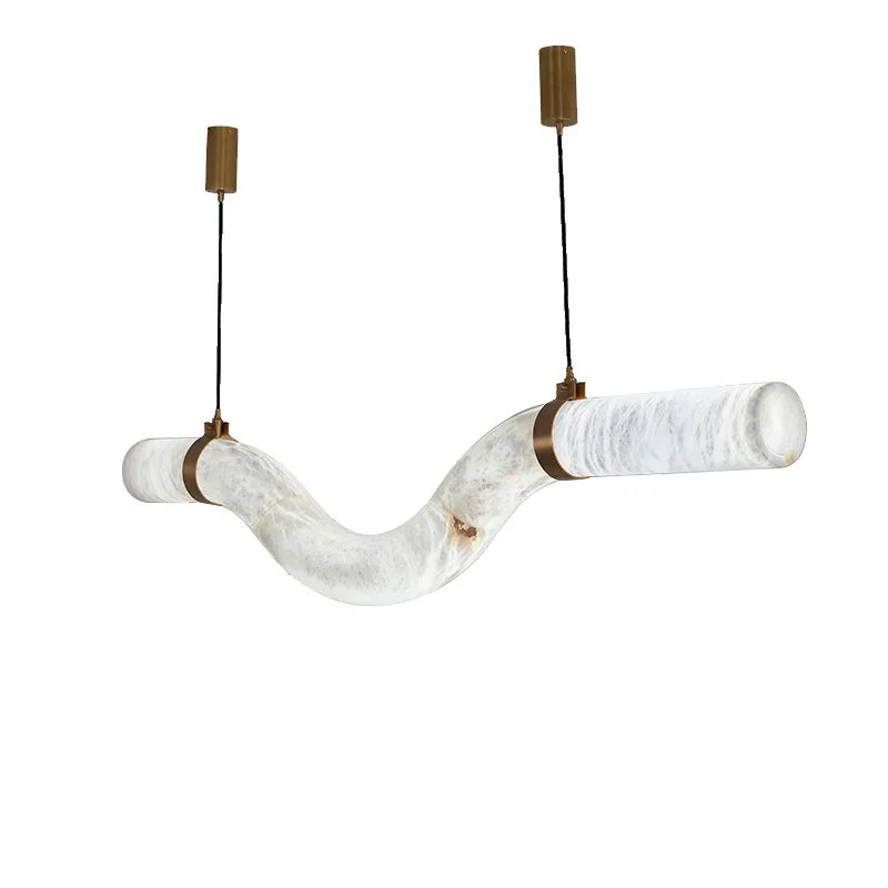 2026 Luxury Marble Linear Chandelier - Minimalist LED Dining Room Pendant Light