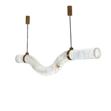 2026 Luxury Marble Linear Chandelier - Minimalist LED Dining Room Pendant Light