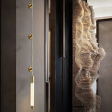 Simple Natural White Marble Wall Light Copper Creative Sconce Hotel Hall Room Parlor Bathroom Lamp