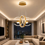 Modern three-color LED pendant lights paired with acrylic creative ring-shaped pendant lights, luxurious ceiling lights, suitable for living rooms, dining rooms, and bedrooms.