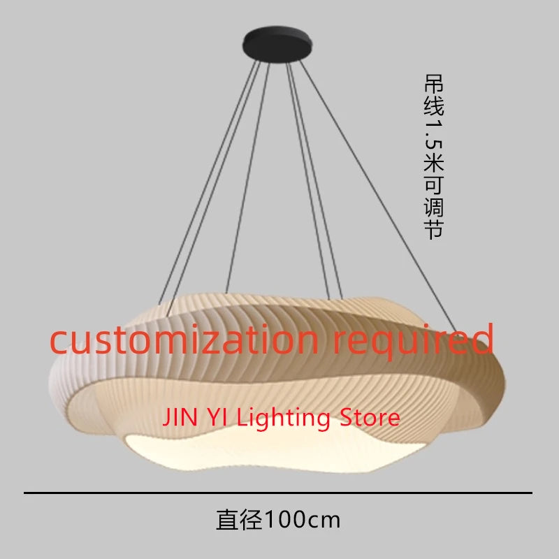 Fabric Bedroom Pendant Lamp  Aesthetic Art Restaurant Bar Table Lamp, Modern Designer Fish Bone Shaped Lighting Fixture