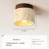 Led Ceiling Lamp Surface Mounted Downlight Japanese Style Stone Wood Light Round 110V220V For Living Room Corridor Porch Balcony