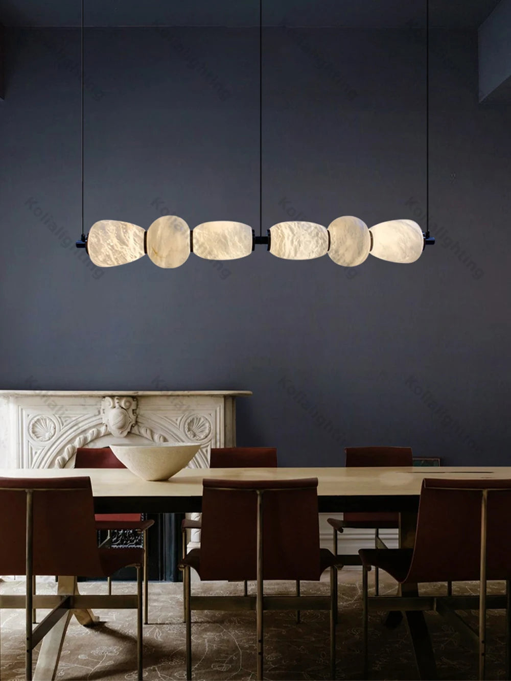 Marble Life Black Gold Hardware LED Dimmable Chandelier Lighting Alabaster Suspension Luminaire Lampen For Dinning Room