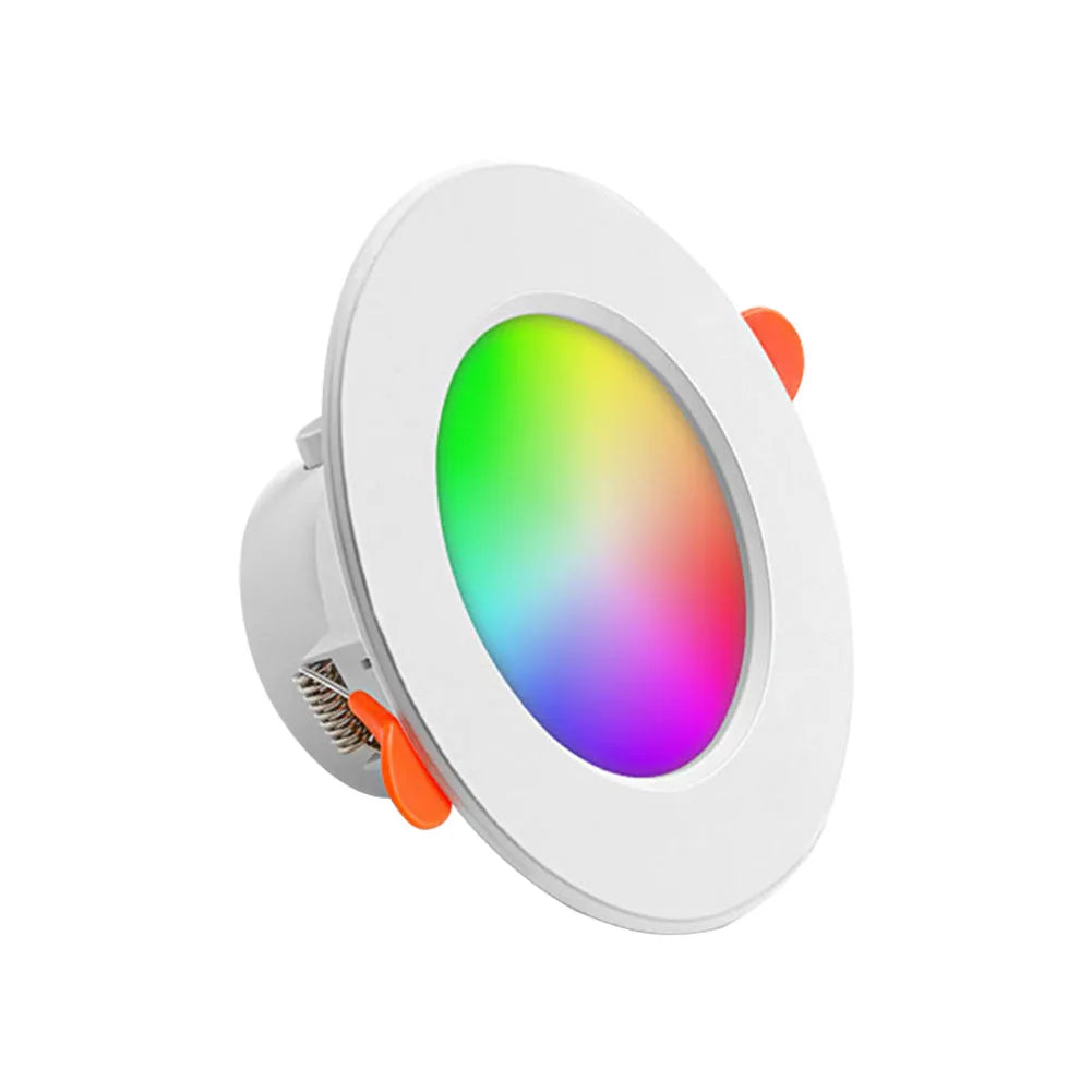 10W Smart RGB+CCT LED Recessed Downlight (Tuya Bluetooth Mesh App) - Dimmable Color-Changing & Tunable White Ceiling Spotlight for Kitchen & Corridor