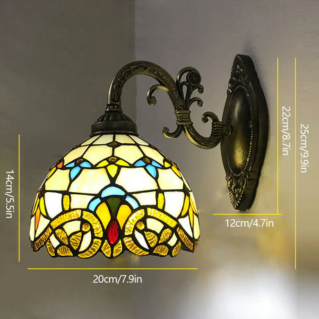 Tiffany Style Wall Lamp Vintage Stained Glass Sconce Home Decors Single Head Mediterranean Wall Light Indoor Lighting Fixture