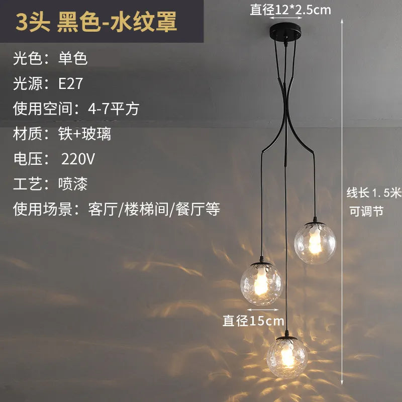 Modern Nordic Spiral Staircase Pendant Light for Dining Room Loft Apartment Villa Stairwell Decoration Chandelier Home Decor