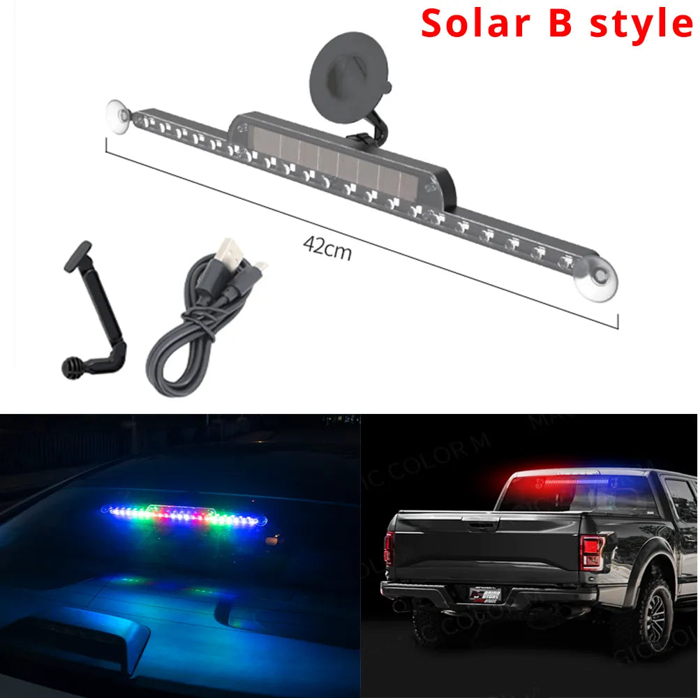 Strobe Police Lights LED Warning Lamp Solar RGB Car Anti Collision Lights Parking Signal Lamp Flasher Emergency Warning Lighting