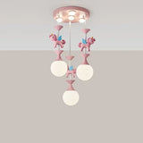 Children's Room Bedroom Pendant Light Eye Protection Cartoon LED Carousel Creative Pink Decoration Room Pendant Light
