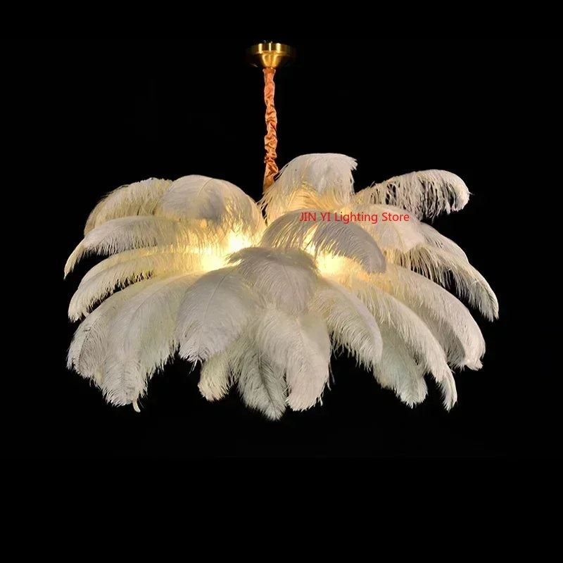 Nordic White Feathers Art Living Room Pendent Lamp Bedroom Indoor Hanging Lamp Chandelier Home Decoration Ceiling Lamps