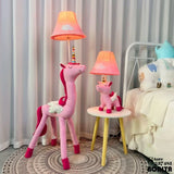 Dreamy Unicorn Floor Lamp with Adjustable Wooden Legs - Dimmable Standing Accent Light for Girls' Bedroom & Kids' Room Decor