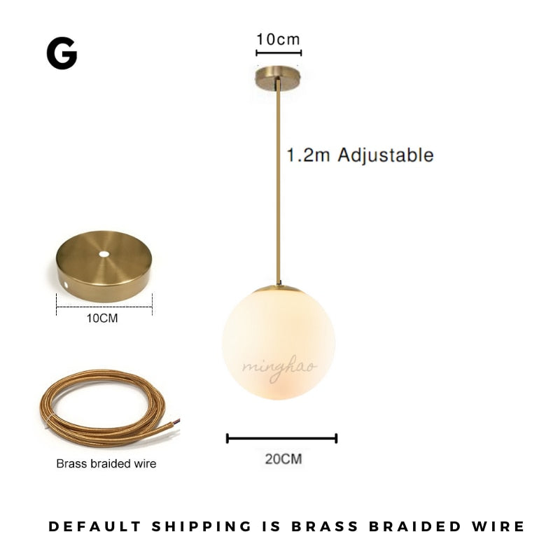 Modern LED Round Glass Ball Pendant Lights Iron E14 Pendant Lamps Hanging Light Fixture for Living Bedroom Dining Room