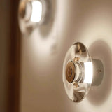 Modern Round Crystal Bedside Lamp Bedroom Living Room Italian LED Sconce Minimalist Art Circular Corridor Mirror Wall Lights