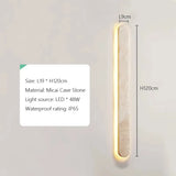 Wabi-Sabi Yellow Travertine Natural Stone Outdoor Wall Lamp - IP65 Waterproof LED Long Linear Sconce Fixture for Villa Fence, Gates & Courtyard