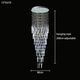 Modern Long Crystal Chandelier For High Ceiling Villa Staircase LED Raindrop Hanging Light Duplex Loft Foyer Ceiling Lamp
