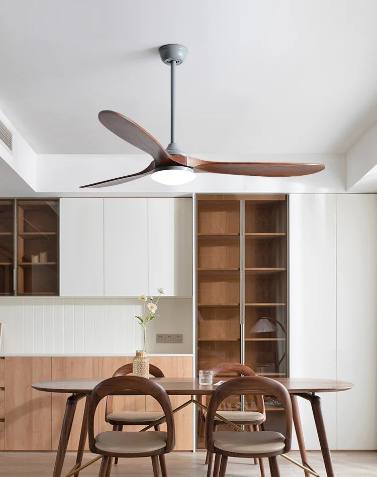 60 70 Inch Large Ceiling Fan Only Remote Control DC Motor Reverse Wood Blades Fans Lighting High Quanlity Design Wooden Fans