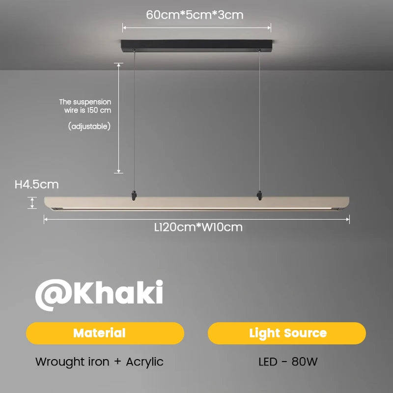 Modern Minimalist Dining Room Chandelier LED Pendant Lamp for Dining Table Restaurant Cafe Bar Office Hanging Lights Long Strip