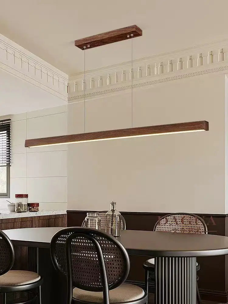 Nordic Luxury Pendant Lights Wooden Long Line Pendant Lights LED Light Kitchen Island Dining Room Office Desk Lamp Lighting