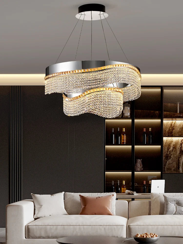 Nordic Crystal Pendent lamp Living room Chandelier New Dining room Bedroom Luxury LED Pendant High-end Interior Lighting Luster
