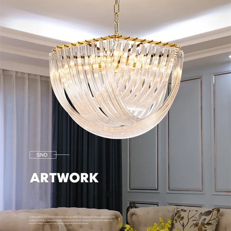 Nordic U -shaped Glass Tube Modern Chandeliers For Living Room  Restaurant Bedroom Bedside Ceiling Lamp Lustre Lamparas Fixtures