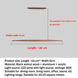 Modern Wooden Pendant Light LED Long Linear Hanging Lamp for Kitchen Island Office Bar Dining Living Room Lighting