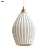 IWHD Home Design LED Pendant Lamp Balcony Reading Dining Room Japan Style Gold Copper Patterned Ceramic Hanging Lights Hanglamp
