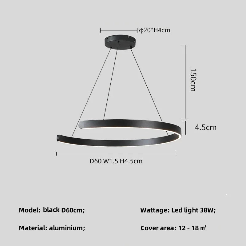 Modern Salon Design Ring Ceiling Chandelier Dining Room Pendant Lamp Bedroom Home LED Lighting Fixtures