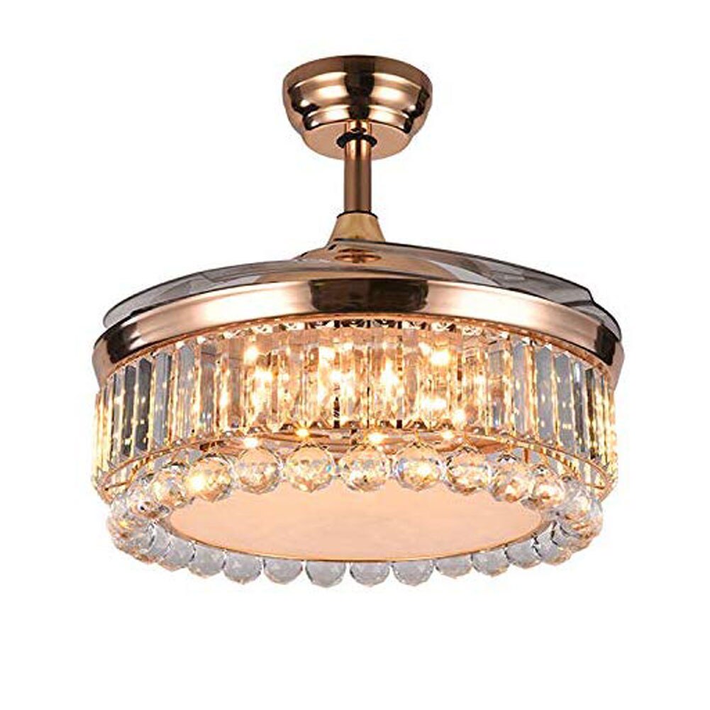 42 Inch Modern Ceiling Fan with LED Light and Remote Control Quite Motor 3 Colors 3 Speeds Fan Chandelier for Living Room
