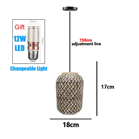 Handmade Vintage Pendant Lamp Bamboo Restaurant Café Chandeliers Wood Base E27 Bulb Lighting Hotel Bedroom Interior Classical