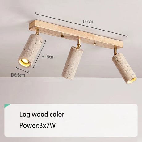 Led Spotlight 3 Heads Surface Mounted Ceiling Lamp Stone Wood Spot Light Long Wall Focus For Living Room Cloakroom Clothing Store