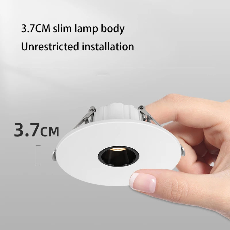 Led Spotlight Small Beam Angle 3 8 15 Degree Spot Light Recessed Round Atmosphere Dining Table Ultra-thin White Black 110V 220V