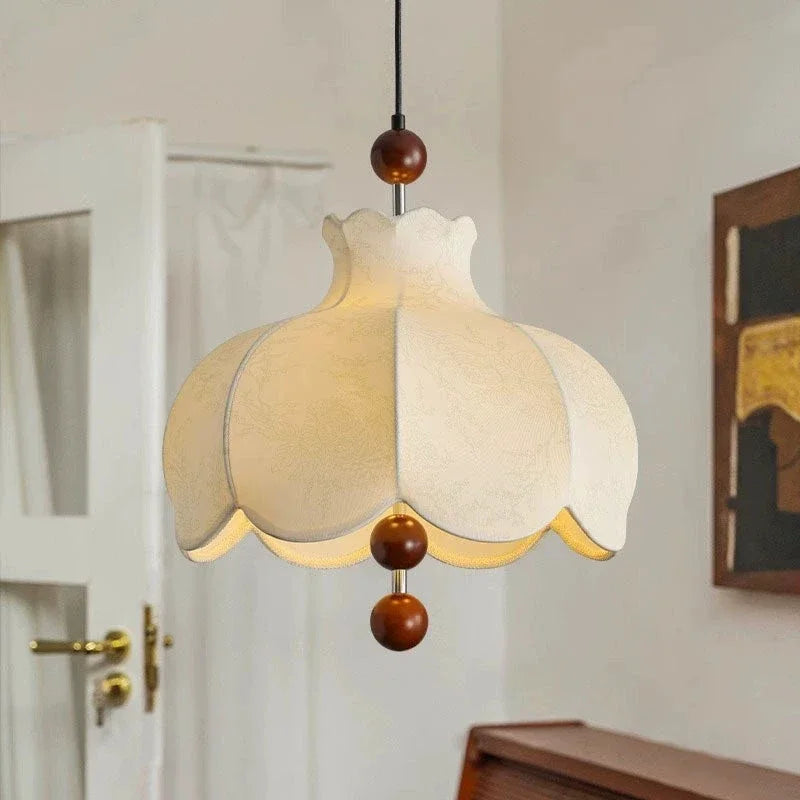 Vintage Fabric Pendant Lamp - Retro Textile Ceiling Hanging Light Chandelier Fixture for Living Room, Dining Room & Home Decor