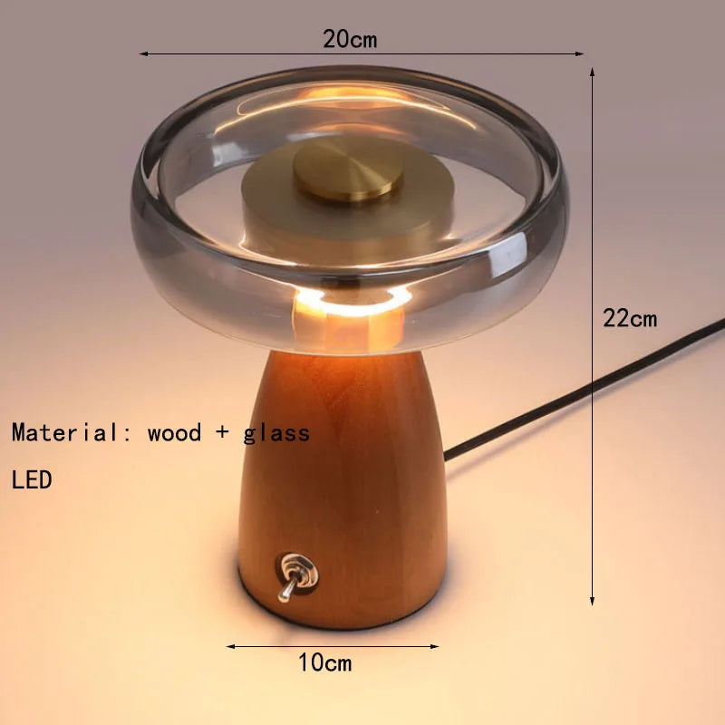 Nordic Wood Glass High-end LED Decoration Table Lamp With Plug Desk Light For Living Room Bedroom Study Lighting Fixtures