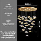 Customable Modern Chandelier Hotel Restaurant Lobby Pendant Light Luxury Villa High Ceiling Lighting Hall Glass Hanging Lamp