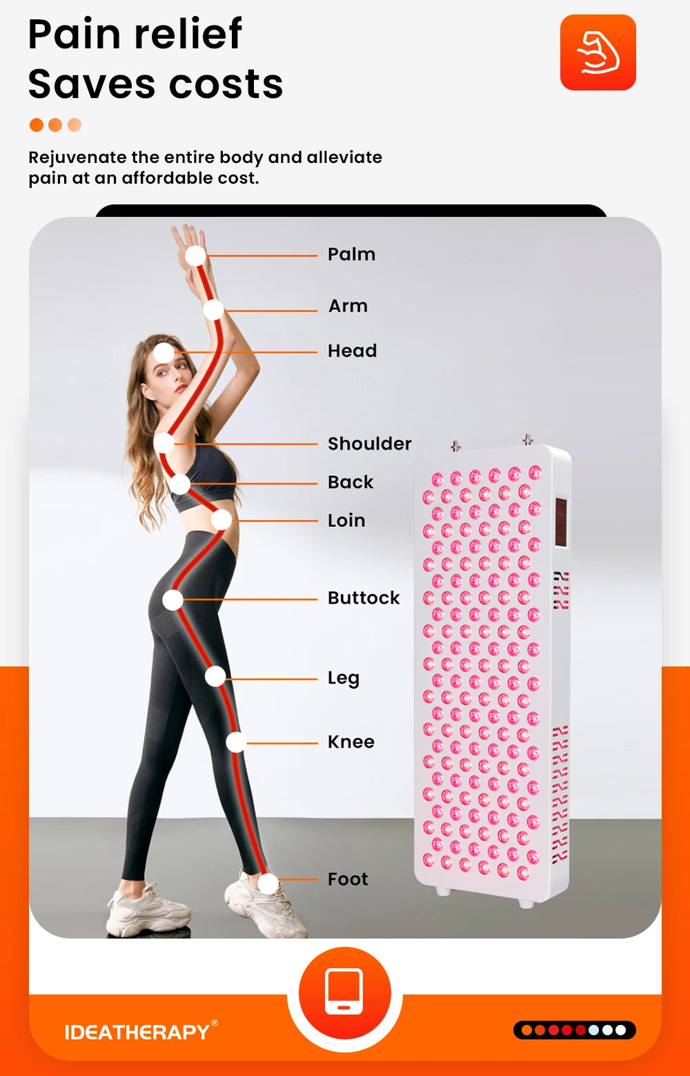 Red light therapy bluetooth function red light therapy 8 wavelengths red light therapy panel with touch screen