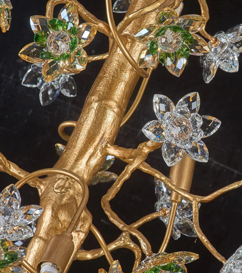 Solid Brass Branch Crystal Chandelier - Creative Tree Art Lighting For Living Room Dining Room & Bedroom