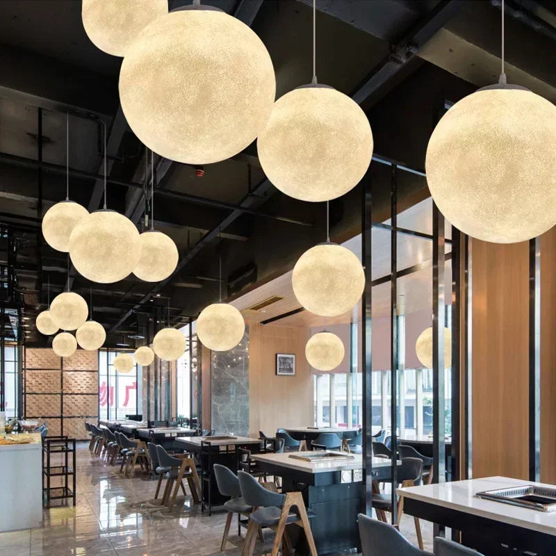 Nordic Moon Led Pendant Lights Lighting Living Dining Room Decor Chandeliers Restaurant Cafe Bar Hanging Lamp Bedroom Luminaire
