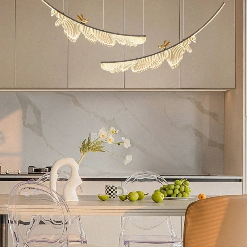 Modern Creative Feather Bird Acrylic Pendant Lamp Restaurant Living Room Hotel Lobby Led Chandelier Art Home Decoration Lighting